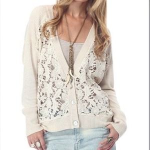 REVOLVE Heartloom cream crocheted cardigan sz XS